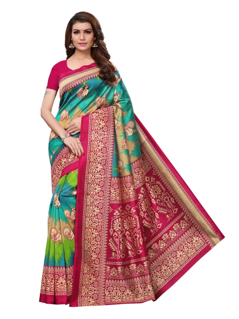 

MOKSHA DESIGNS Multicoloured & Green Ethnic Motifs Pure Silk Saree, Multi