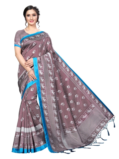 

MOKSHA DESIGNS Women Coffee Brown Printed Silk Saree