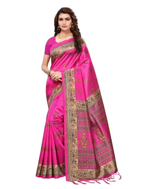 

MOKSHA DESIGNS Pink & Beige Ethnic Motifs Pure Silk Banarasi Saree