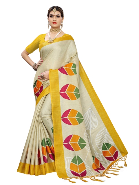 

MOKSHA DESIGNS Yellow & Pink Floral Pure Silk Banarasi Saree