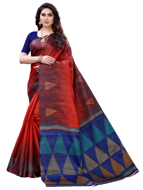 

MOKSHA DESIGNS Orange & Blue Pure Silk Kanjeevaram Saree