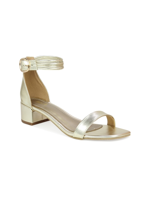 

Inc 5 Gold-Toned Block Sandals with Buckles