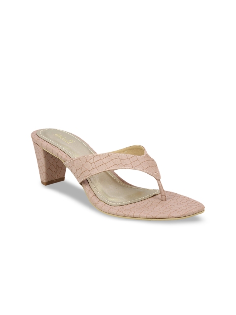 

Inc 5 Peach-Coloured Textured Block Sandals