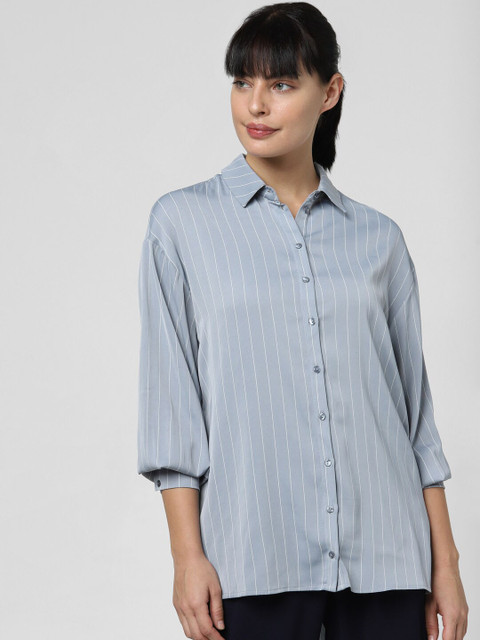 

Vero Moda Women Blue & White Opaque Striped Casual Shirt