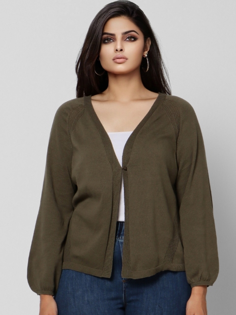 

VERO MODA CURVE Women Green Solid Open Front Shrug