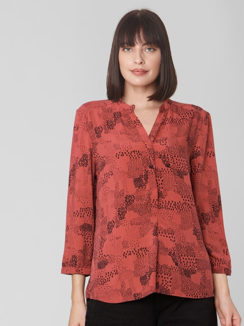 

Vero Moda Red Mandarin Collar Regular Top