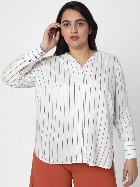 

Vero Moda Women White Opaque Striped Casual Shirt
