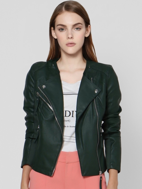 

Vero Moda Women Green Biker Jacket