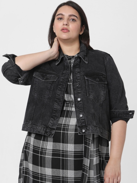 

VERO MODA CURVE Women Black Crop Denim Jacket
