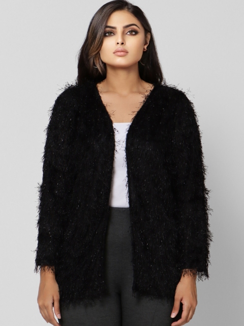 

VERO MODA CURVE Women Black Fuzzy Cardigan