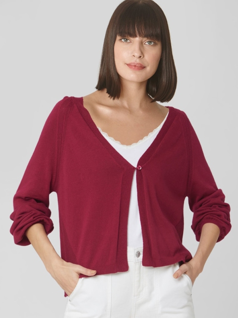 

Vero Moda Women Maroon Cotton Cardigan