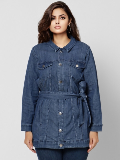 

Vero Moda Women Blue Washed Longline Denim Jacket