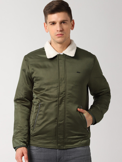 

Peter England Casuals Men Olive Green Bomber Jacket