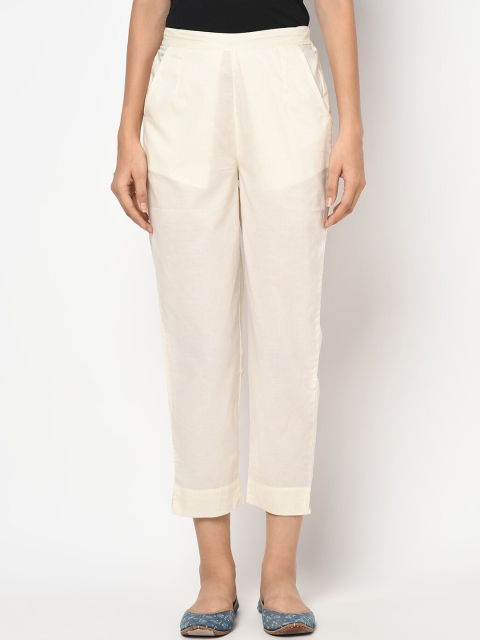 

Fabindia Women Beige Cotton Trousers