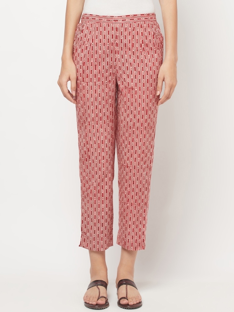 

Fabindia Women Red Printed Trousers