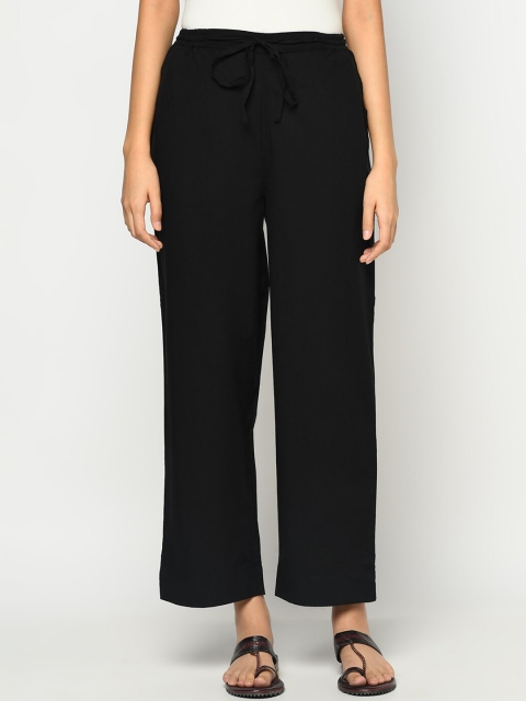 

Fabindia Women Black Parallel Trousers