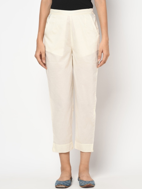 

Fabindia Women Beige Cigerette Trousers