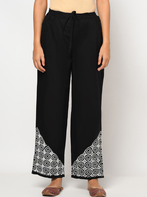 

Fabindia Women Black Parallel Trousers