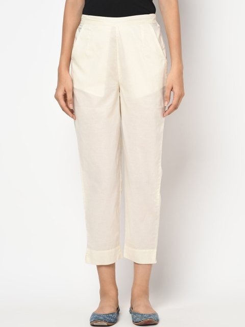 

Fabindia Women Beige Tapered Fit Trousers