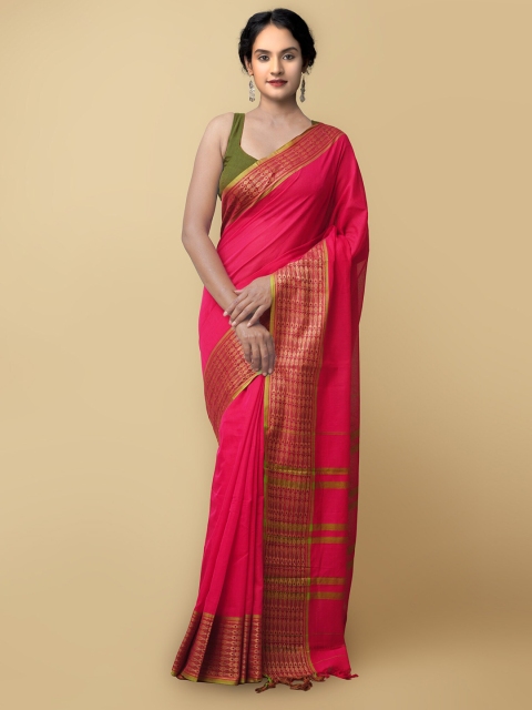 

Unnati Silks Red & Green Woven Design Pure Cotton Narayan Peth Saree