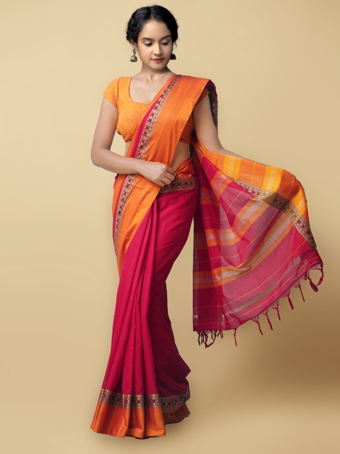 

Unnati Silks Red & Orange Woven Design Pure Cotton Narayan Peth Saree