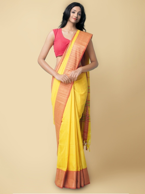 

Unnati Silks Women Yellow & Red Pure Handloom Narayanpet Cotton Sustainable Saree