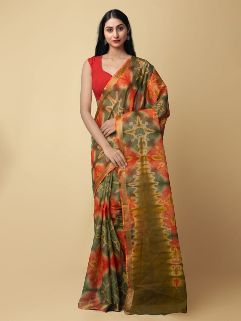 

Unnati Silks Women Red & Green Pure Shibori Cotton Saree