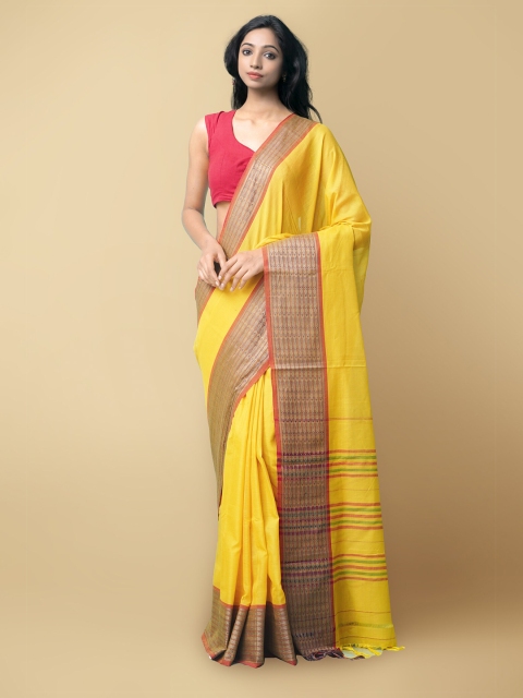 

Unnati Silks Yellow & Red Pure Cotton Narayan Peth Saree