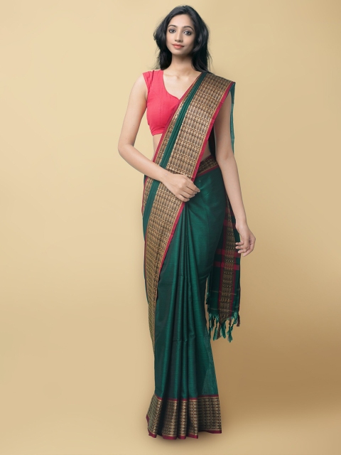 

Unnati Silks Women Green Pure Cotton Woven Design Saree
