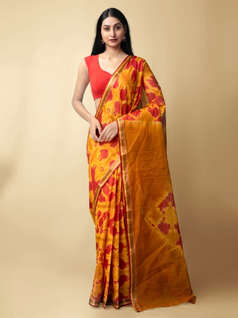 

Unnati Silks Women Red & Yellow Pure Shibori Cotton Sustainable Saree