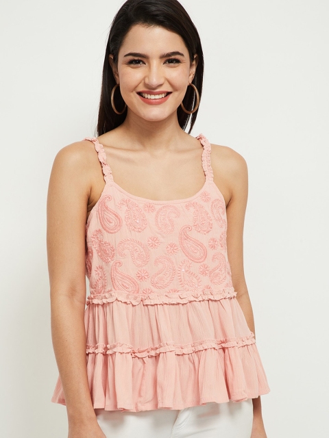

max Pink Paisley Printed A-Line Top