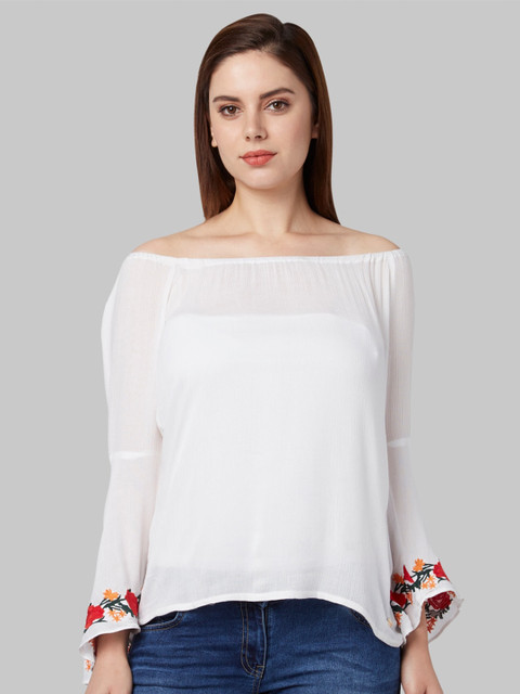 

Park Avenue Woman White Off-Shoulder Bardot Top