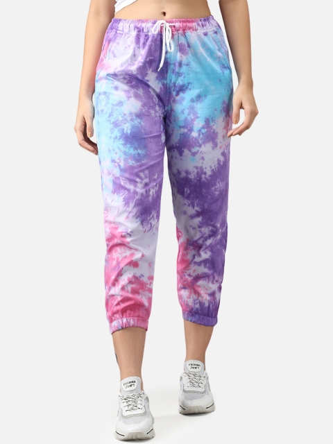 

FurryFlair Women Purple & Pink Tie and Dye Printed Original Easy Wash Cotton Joggers