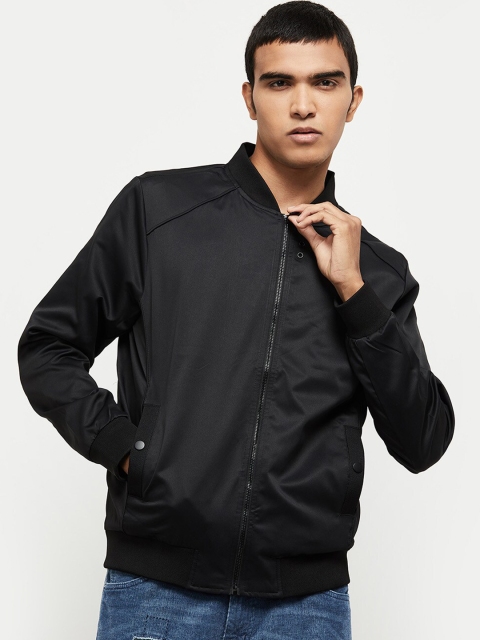 

max Men Black Camouflage Checked Sporty Jacket