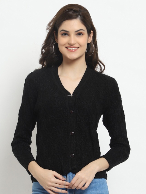 

HALTON HILLS Women Black Ribbed Cardigan