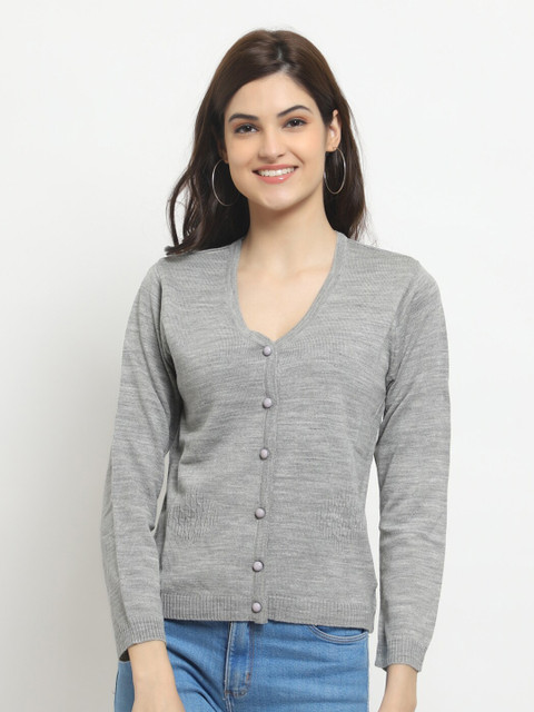 

HALTON HILLS Women Grey Acrylic Cardigan Sweater