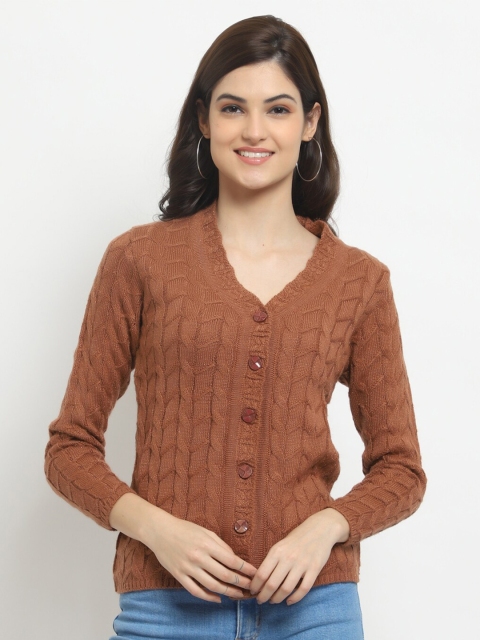 

HALTON HILLS Women Copper-Toned Cable Knit Cardigan