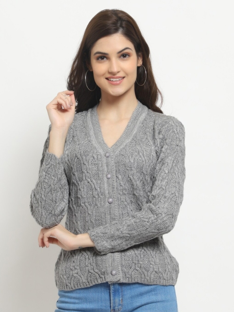 

HALTON HILLS Women Grey Self Design Cardigan