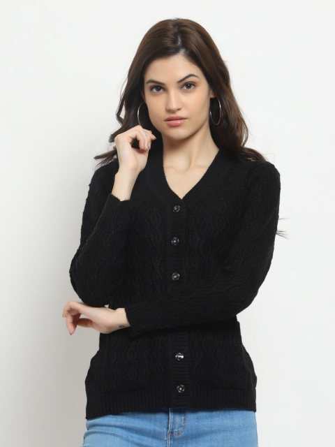 

HALTON HILLS Women Black Cable Knit Cardigan