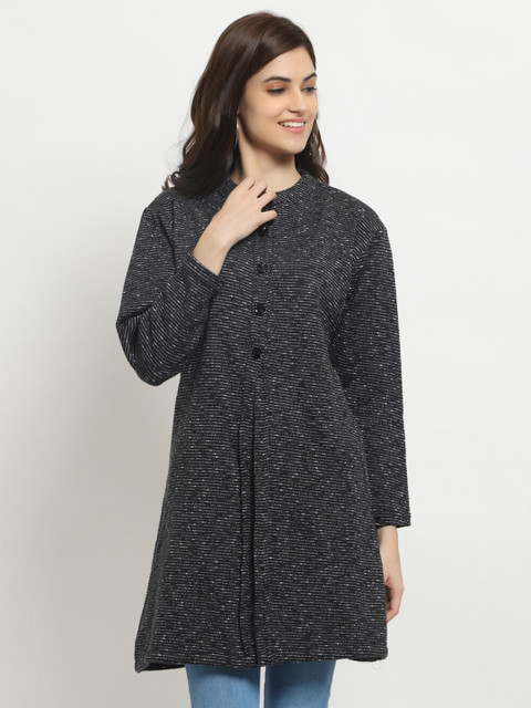 

HALTON HILLS Women Black Striped Longline Cardigan
