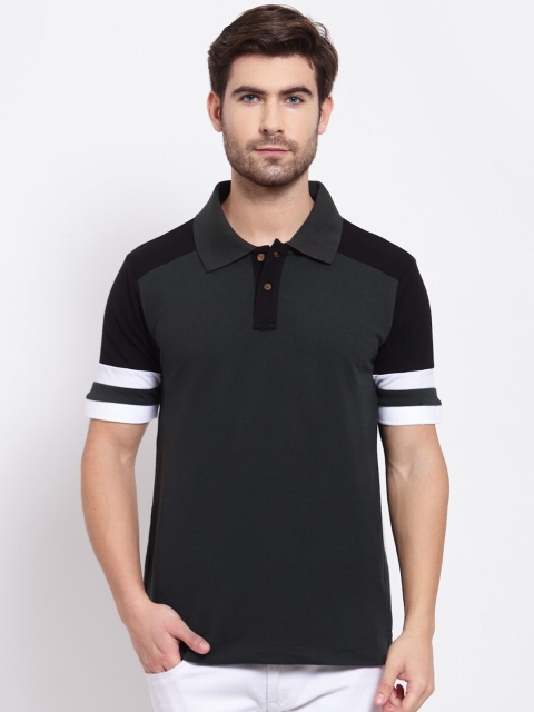 

Kalt Men Green & Black Polo Collar T-shirt