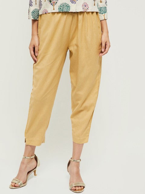 

max Women Beige Peg Trousers