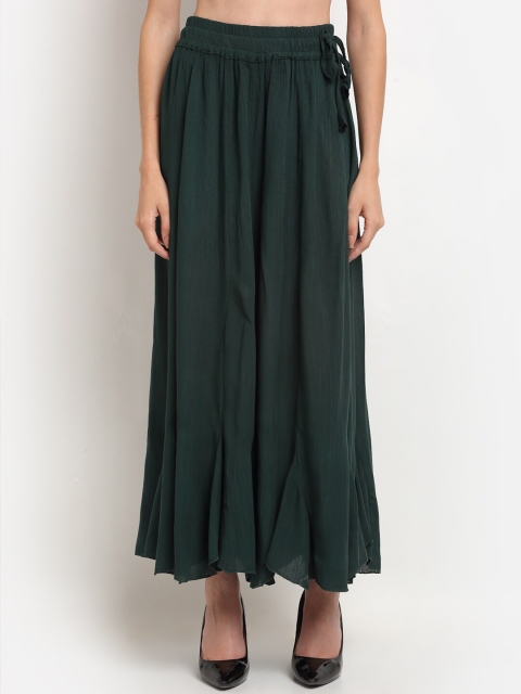

TAG 7 Women Green Flared Palazzos