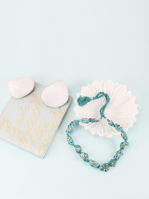 

SANGEETA BOOCHRA Turquoise Blue & White Silver Necklace