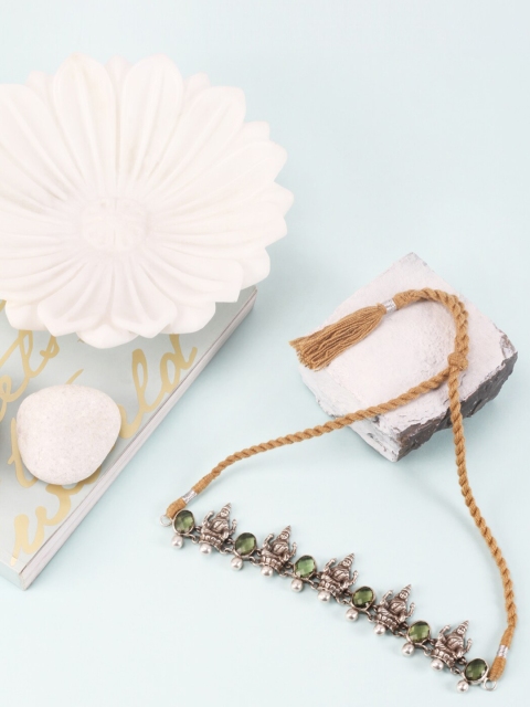 

SANGEETA BOOCHRA Silver-Toned & Green Silver Necklace