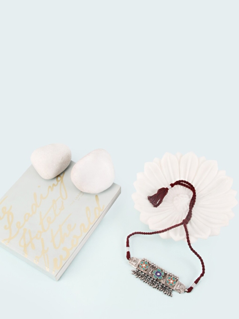 

SANGEETA BOOCHRA Silver-Toned & Blue Silver Necklace