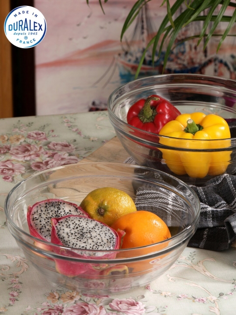 

DURALEX Transparent 2 Pieces Glass Glossy Bowls
