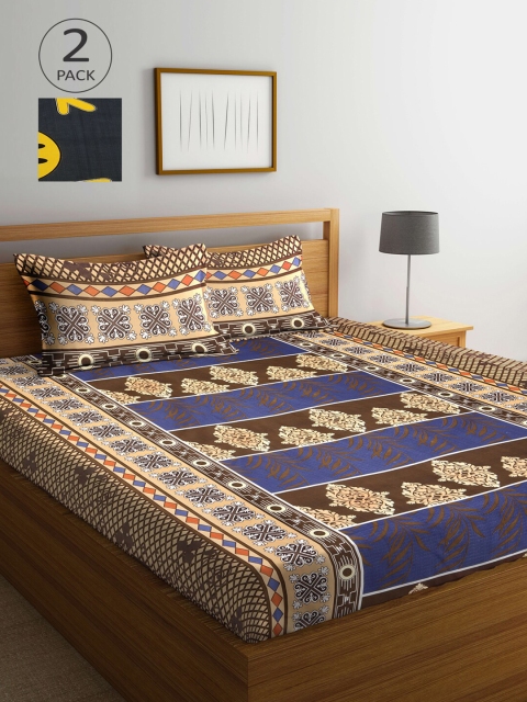 

Arrabi Multicoloured Graphic 300 TC 2 King Bedsheet with 4 Pillow Covers, Multi