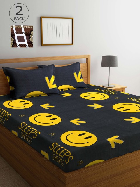 

Arrabi Multicoloured Cartoon Characters 300 TC 2 King Bedsheet with 4 Pillow Covers, Multi