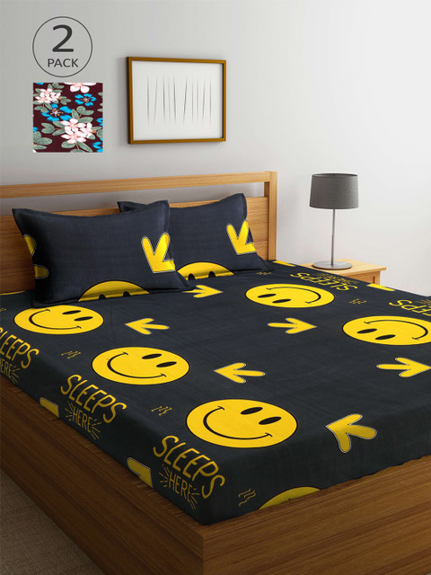 

Arrabi Multicoloured Cartoon Characters 300 TC 2 King Bedsheet with 4 Pillow Covers, Multi